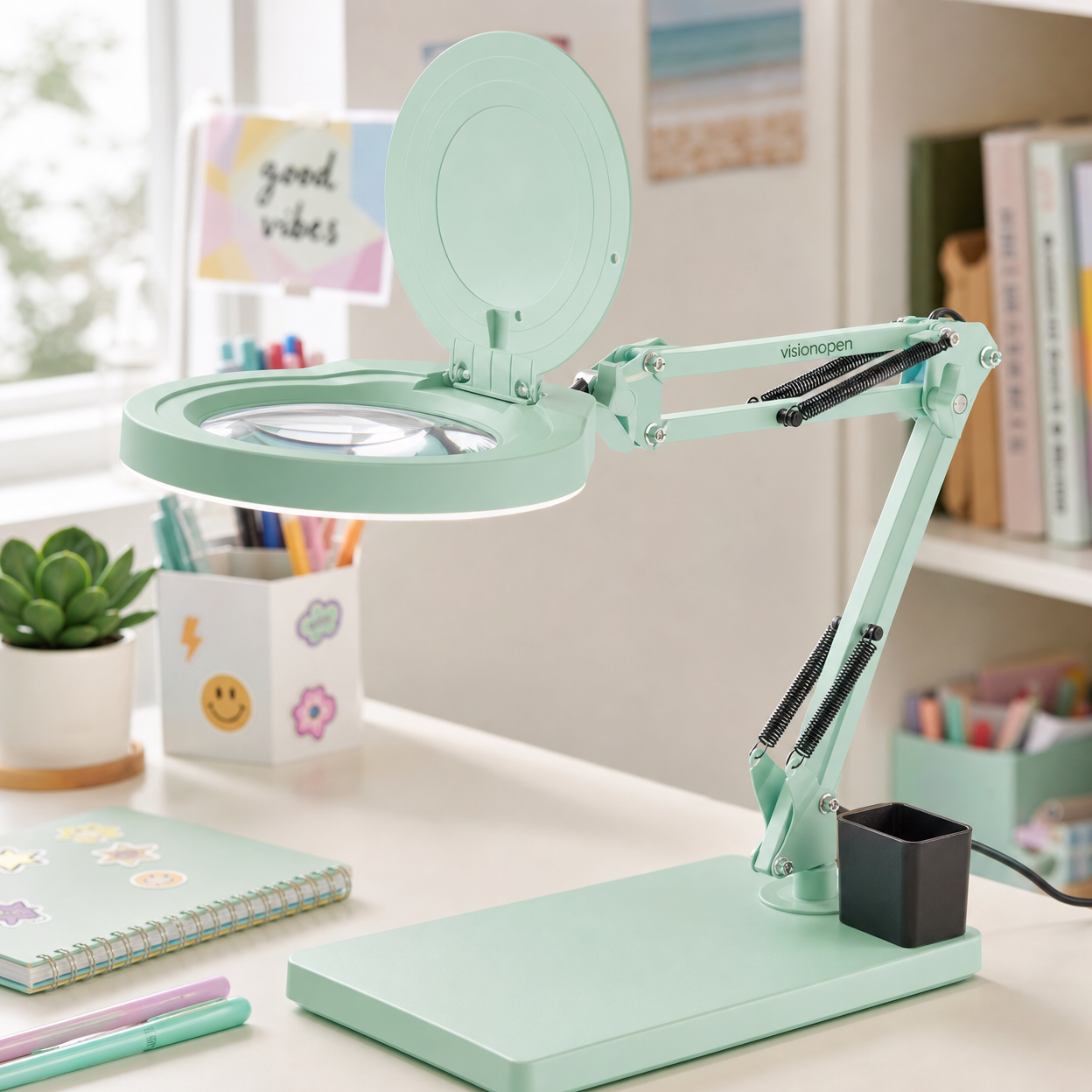 Visionopen DualArm 3X+5X — Dual-Arm Shared Desktop Magnifier